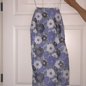 Blue Floral Brocade Dress